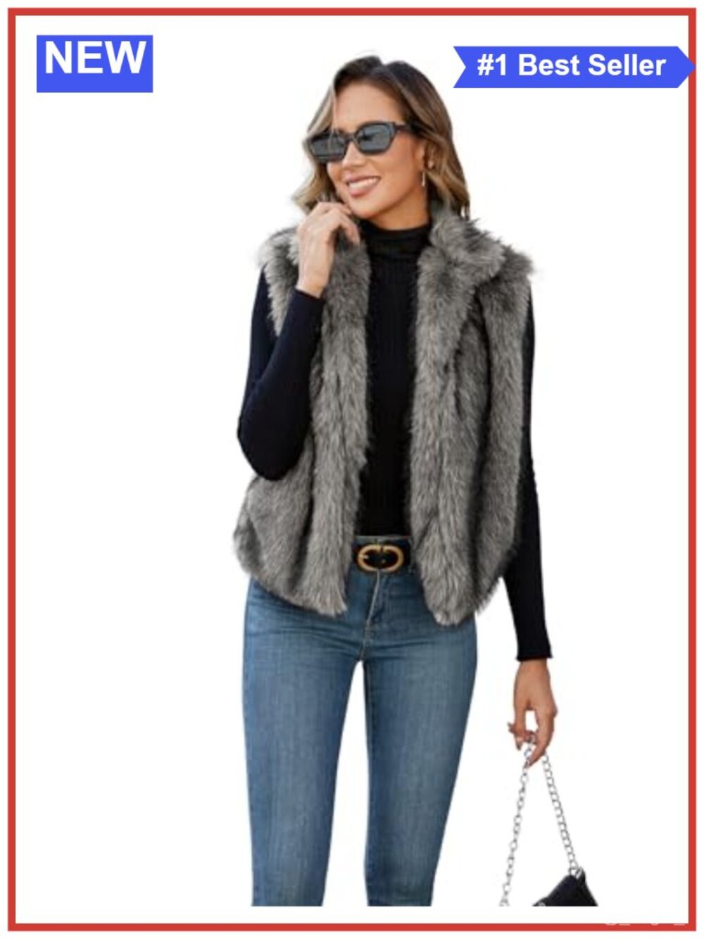 Womens Faux Fur Vest Stand Collar Sleeveless Open Front Cropped Cardigan